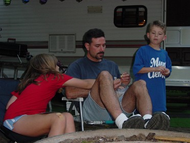 20030627a Burnham Roberts Trip Church Camping Holly State Recreation Area Friday Night Campfire Michigan