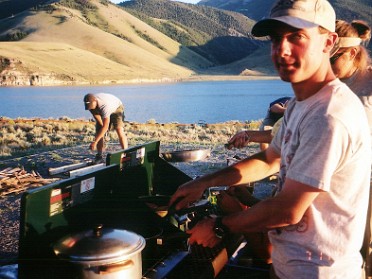 20050711a Burnham Trip School College Dan Geology Of The Northern Rockies Field Trip Straddling a Fault and Cooking Idaho Wyoming