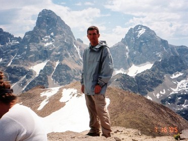 20050716b Burnham Trip School College Dan Geology Of The Northern Rockies Field Trip Tabletop Mountain and the Tetons from the West Idaho Wyoming