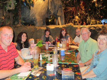 20111219a Boblenz Burnham Mantey McMahan Trip Birthday Rosemary 76th Downtown Disney Rainforest Cafe Florida