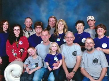 20140326a Burnham Longo Mantey McMahan Trip Downtown Disney Dinner T-Rex Family Photo Florida