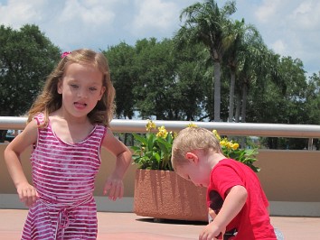 20140621c Burnham Campbell Mantey Trip Disney Epcot Bridge Fountain Fun Florida