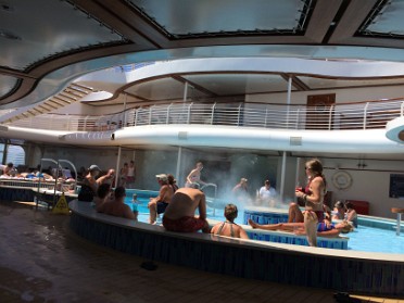 20140723a Burnham Mantey Trip 1st Disney Dream Cruise Day 4 At Sea Enchanted Garden Breakfast To Pool Lounging Caribbean Sea