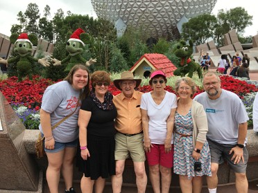 20151227a Boblenz Burnham Longo Mantey Trip Disney Epcot Biergarten Restaurant Florida