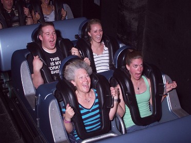 20160216d Bourland Burnham Campbell Trip Disney Hollywood Studios - Rock N Rollercoaster Florida