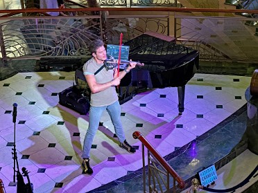 20230307f Burnham Szandzik Trip Disney 4th Cruise Day 4 Tortola British Virgin Islands Pirate Night Lobby Entertainment Eastern Caribbean