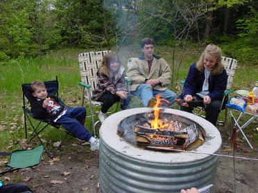 20010525a Burnham Roberts Trip Camping Church Memorial Day PH Hoeft State Park - Campfire Michigan
