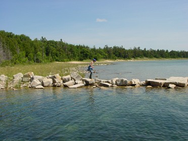 20020709c Burnham Trip Camping Upper Peninsula Fayette State Historic Park - Garden Peninsula Boat Launch Midday Michigan
