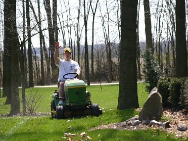 20040418b Boblenz Mantey Yard Mowing Jacob