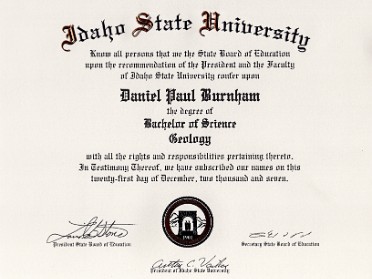20071221b Burnham School College Dan Idaho State University Ye Olde Geology Sheepskin