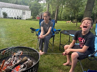 20250708b Campbell Trip Campfire Sunset Michigan